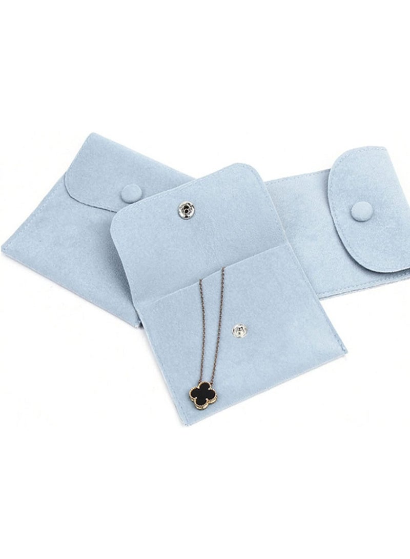 حزمة من 10 حقيبة تخزين المجوهرات المخملية حقيبة هدية المجوهرات المحمولة مع زر القبض ، مسحوق كبير أزرق - Image 2